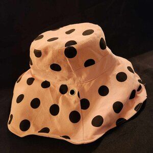 Packable Sun Hat Reversible Pink with Black Polka Dots